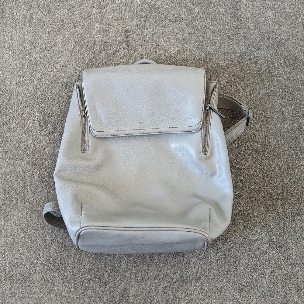 Matt & Nat Fabi Silver Gray Vegan Leather Backpack Arbor